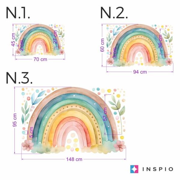INSPIO-Autocolant textil - Sticker perete copii - Curcubeu