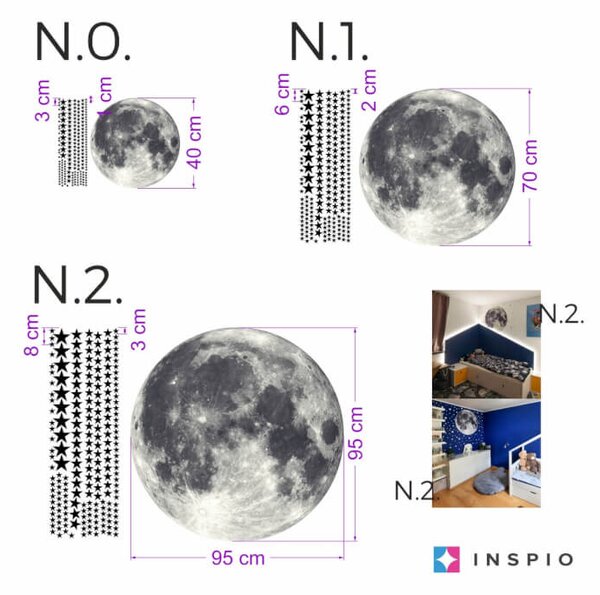 INSPIO-Autocolant textil - Autocolante pentru perete - Lună și stele
