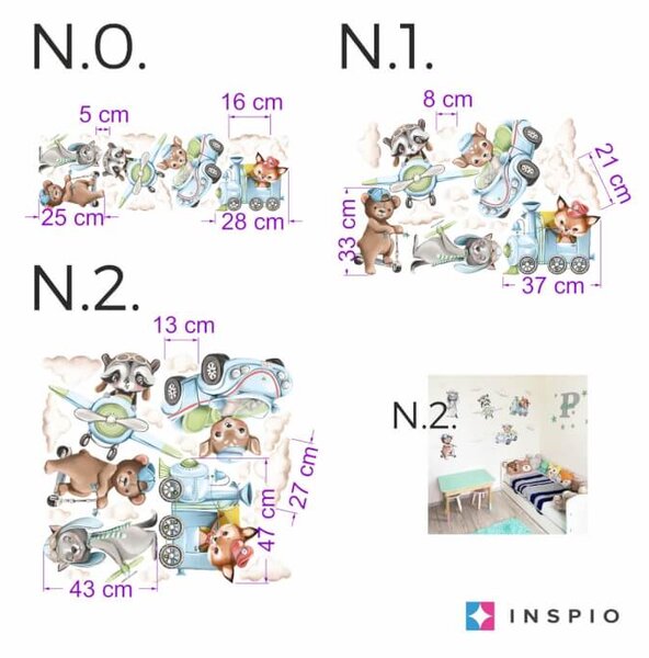 INSPIO-Autocolant textil - Autocolant pentru perete - Animale în călătorie