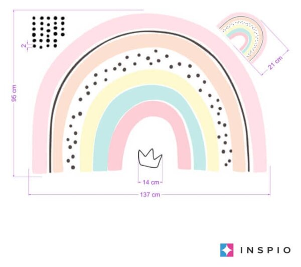 INSPIO-Autocolant textil - Un curcubeu cu nume pentru o mică prințesă