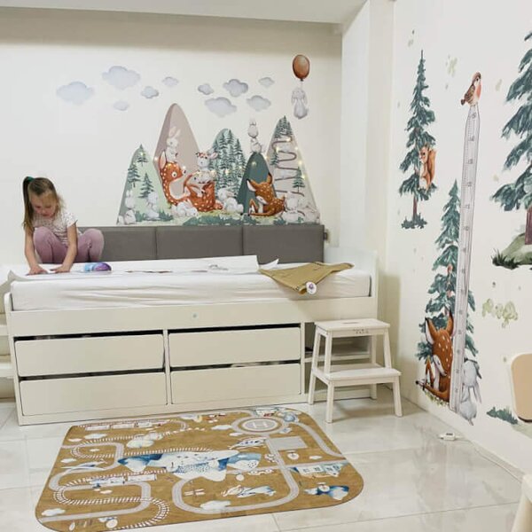 INSPIO-Autocolant textil - Autocolante de perete pentru copii - Dealuri cu Cerbi și Iepurași