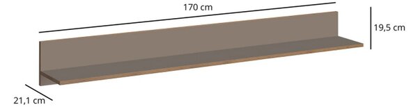 Polita PAL melaminat COMPLEX, gri, 170x21x20 cm