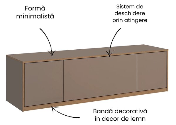 Comoda tv sufragerie COMPLEX, gri, PAL laminat, 170x45x47 cm
