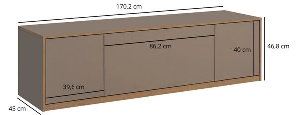 Comoda tv sufragerie COMPLEX, gri, PAL laminat, 170x45x47 cm