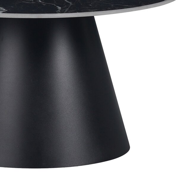 Masuta de Cafea Model Fabrin, Negru marmorat/Negru, D70x40 cm