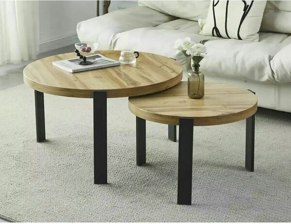 Set 2 masute cafea POLO, stejar/negru