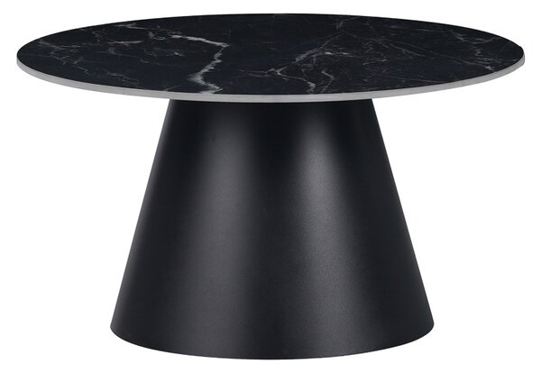 Masuta de Cafea Model Fabrin, Negru marmorat/Negru, D70x40 cm