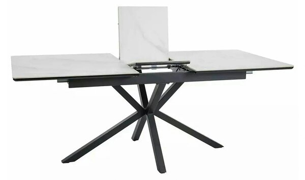 Masa extensibila pentru sufragerie LOGAN, alb/negru, 160/200x90x76 cm