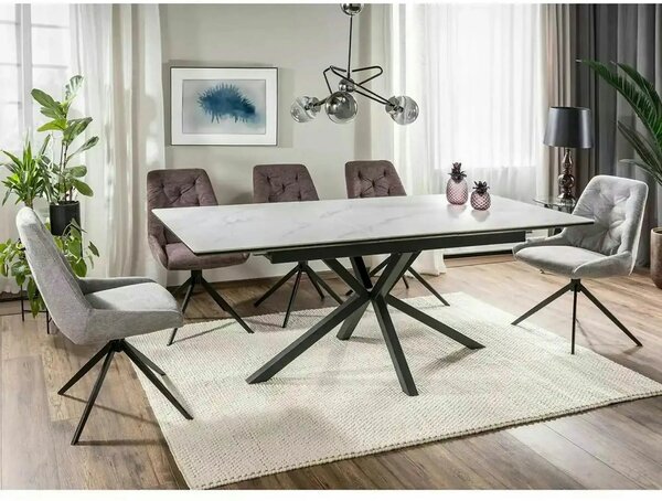 Masa extensibila pentru sufragerie LOGAN, alb/negru, 160/200x90x76 cm