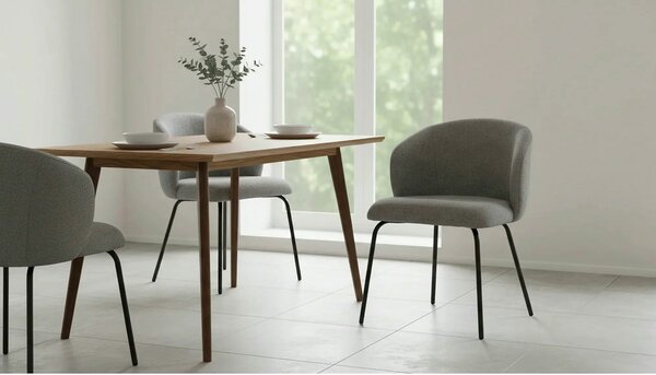 Scaun KEVIN, gri/negru, stofa clasica/metal, 57x44x79 cm