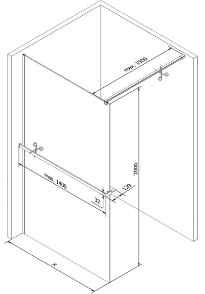 Mexen Kioto+, paravan de duș cu poliță și suport pentru prosoape 80 x 200 cm, sticlă transparentă 8 mm model negru, profil auriu, 800-080-121-50-78