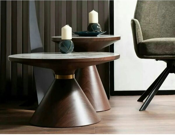 Masuta NAPA A, alb/nuc/auriu, ceramica/metal, 70x70x43 cm