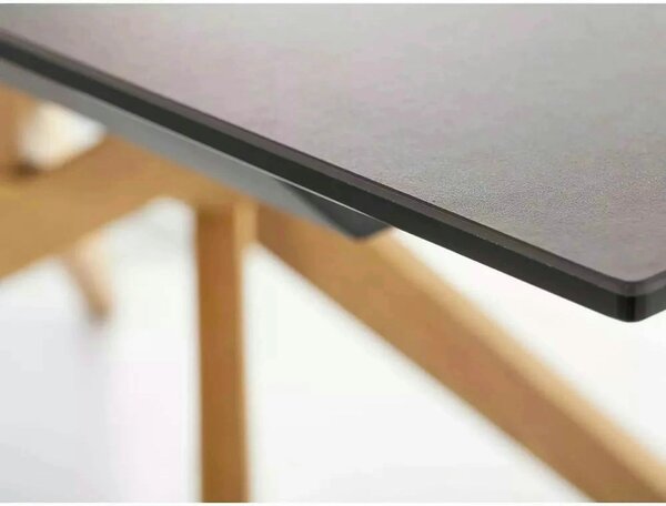Masa extensibila LORETO, maro/stejar, sticla/ceramica/lemn, 180/230x90