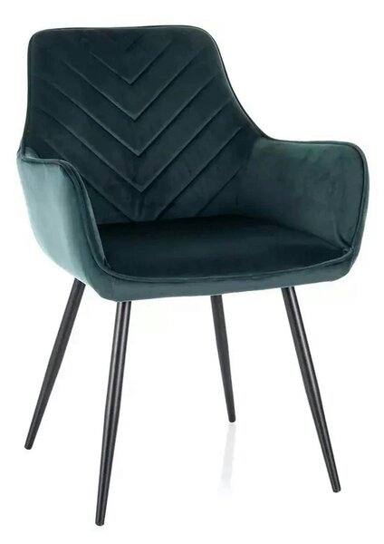 Scaun FIG, verde/negru, stofa catifelata/metal, 57x47x85 cm