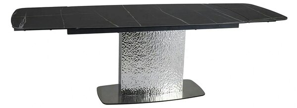 Masa extensibila MONCLER, negru/crom, sticla/ceramica/metal, 160/240x9