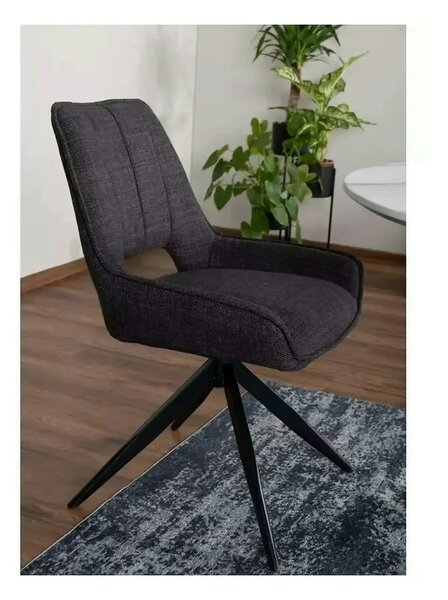 Scaun rotativ TELLO, gri/negru, stofa clasica/metal, 54x46x84 cm