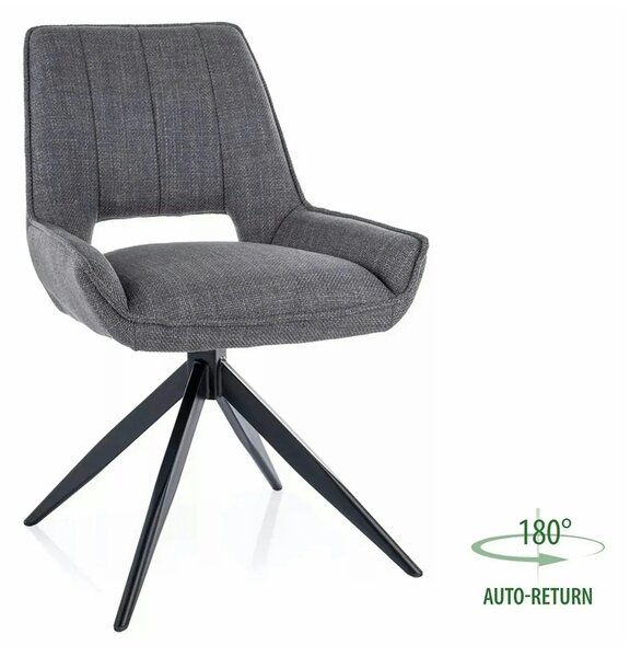 Scaun rotativ TELLO, gri/negru, stofa clasica/metal, 54x46x84 cm