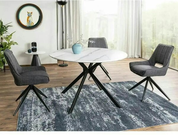 Scaun rotativ TELLO, gri/negru, stofa clasica/metal, 54x46x84 cm