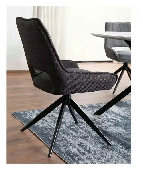 Scaun rotativ TELLO, gri/negru, stofa clasica/metal, 54x46x84 cm