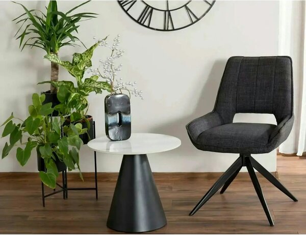 Scaun rotativ TELLO, gri/negru, stofa clasica/metal, 54x46x84 cm