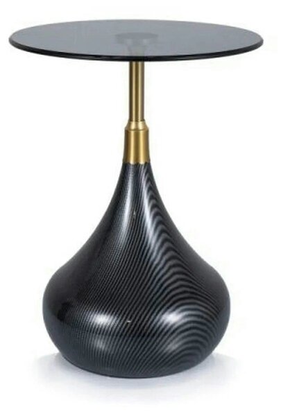 Masuta TAURUS, negru/auriu, sticla/metal, 40x40x54 cm