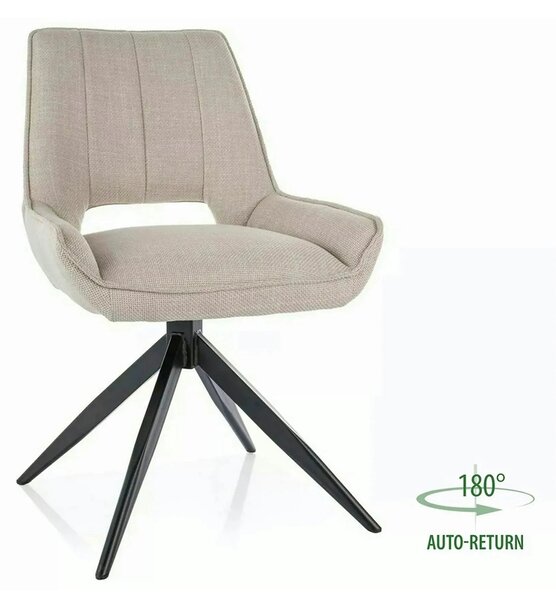Scaun rotativ TELLO, bej deschis/negru, stofa clasica/metal, 54x46x84