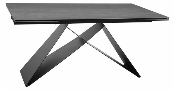 Masa moderna dining WESTIN, gri/negru, sticla/metal, 160-240x90x77 cm