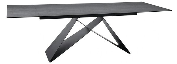 Masa moderna dining WESTIN, gri/negru, sticla/metal, 160-240x90x77 cm