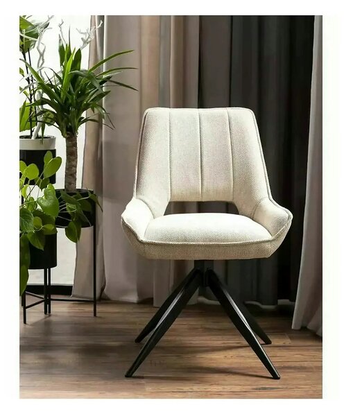 Scaun rotativ TELLO, bej deschis/negru, stofa clasica/metal, 54x46x84