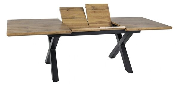 Masa de living extensibila XAVIERO II, stejar artisan/negru mat, 160-2