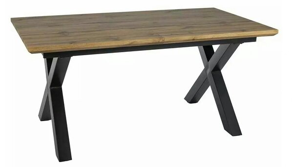Masa de living extensibila XAVIERO II, stejar artisan/negru mat, 160-2