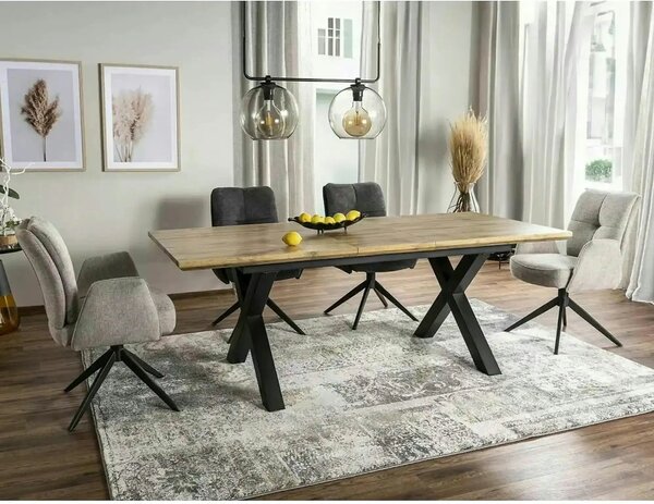 Masa de living extensibila XAVIERO II, stejar artisan/negru mat, 160-2
