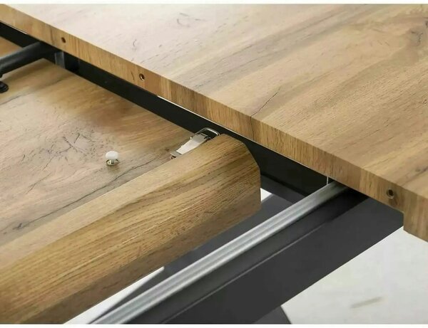 Masa bucatarie 8 persoane UMBERTO II, stejar/negru, 160/240x90x76 cm