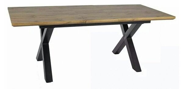 Masa de living extensibila XAVIERO II, stejar artisan/negru mat, 160-2