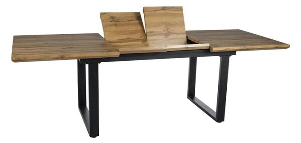 Masa bucatarie 8 persoane UMBERTO II, stejar/negru, 160/240x90x76 cm