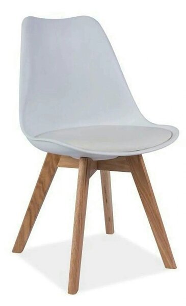 Scaun KRIS, alb/stejar, polipropilena/piele ecologica/lemn, 49x43x83 c