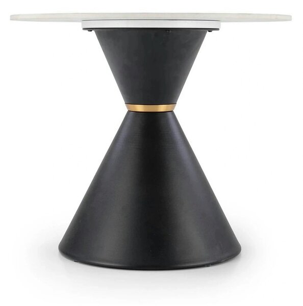Masuta cafea blat marmura GORETTI S, alb cu efect de marmura/negru/aur