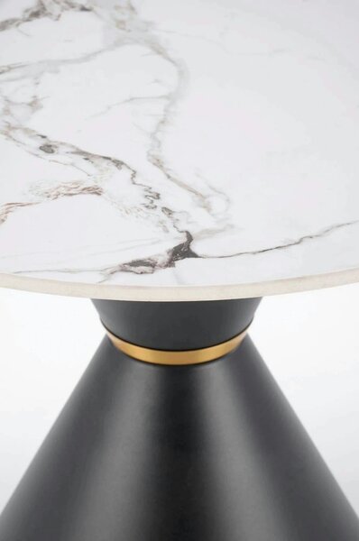 Masuta cafea blat marmura GORETTI S, alb cu efect de marmura/negru/aur