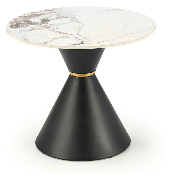 Masuta cafea blat marmura GORETTI S, alb cu efect de marmura/negru/aur
