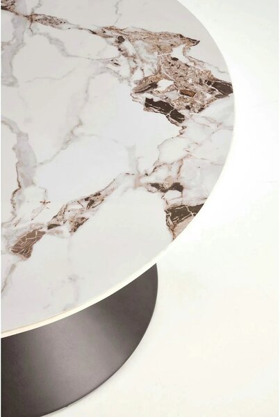 Masuta cafea blat marmura GORETTI, alb/negru/auriu, otel, 80x80x42 cm