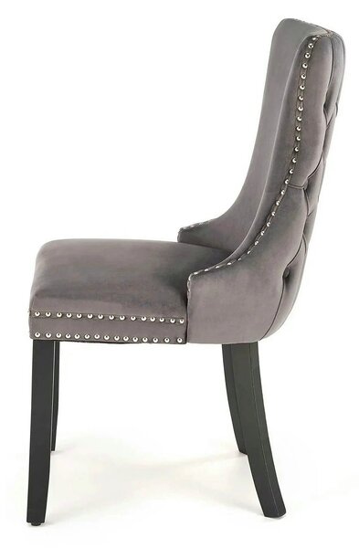 Scaun ALDA, gri/negru, stofa catifelata/lemn, 50x62x95 cm