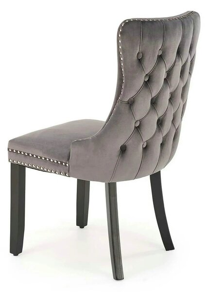 Scaun ALDA, gri/negru, stofa catifelata/lemn, 50x62x95 cm