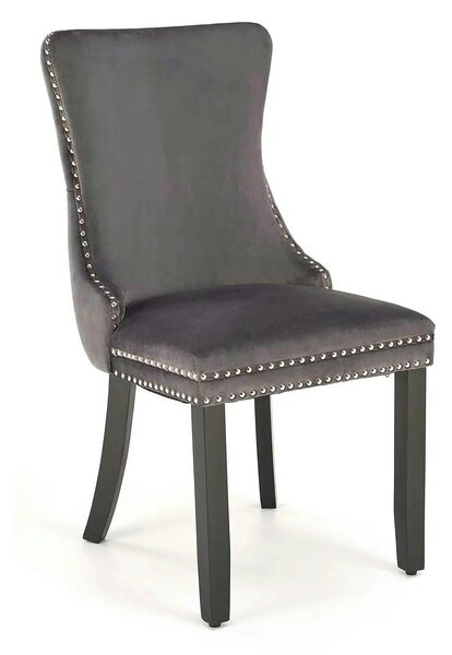 Scaun ALDA, gri/negru, stofa catifelata/lemn, 50x62x95 cm