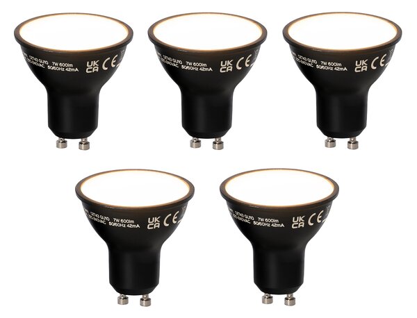 Set 5 becuri Lampa LED Smart GU10 reglabila neagra 7W 600 lm 3000K