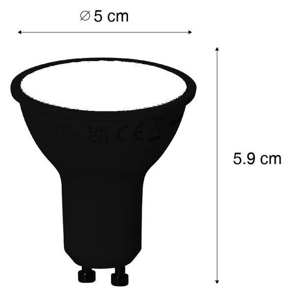 Set 5 becuri Lampa LED Smart GU10 reglabila neagra 7W 600 lm 3000K