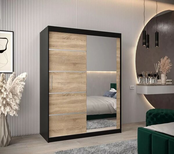 Dressing Sebastian, 140x60x200cm, cu oglinda, Wenge Sonoma, Pal 18 mm
