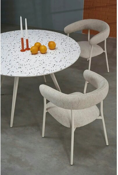 Masa ARAMIS, alb/terrazzo, 120x120x76 cm