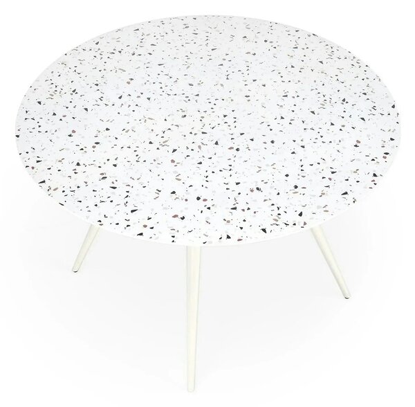 Masa ARAMIS, alb/terrazzo, 120x120x76 cm