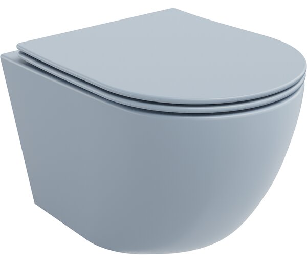 Mexen Lena vas wc fără margini cu capac cu închidere lentă, slim, duroplast, gri-albastru mat - 30224069