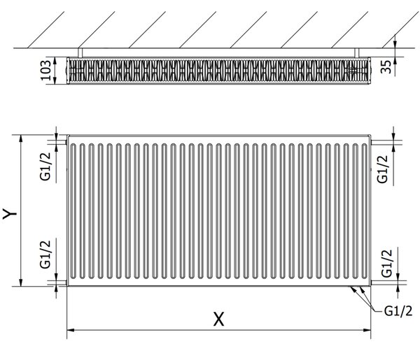 Mexen CV22, radiator panou 600 x 400 mm, conexiune inferioară, 661 W, negru, W622-060-040-70